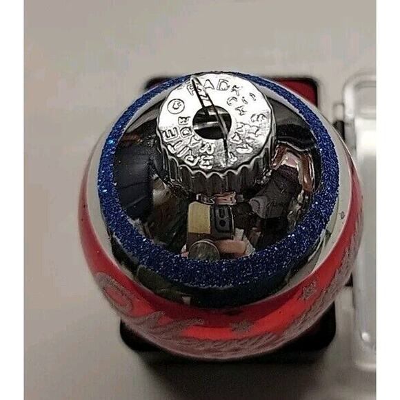 Vintage 2” Radko Shiny Brite Stencil Flocked Ornament Christmas Red Blue Silver - Picture 4 of 5